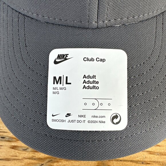 NEW Men's Size M/L Nike Club Dri-Fit Iron Grey Baseball Cap Hat Golf Swoosh NWT - Picture 2 of 4